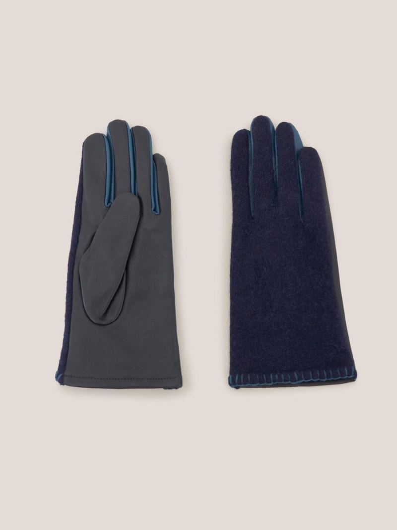 White Stuff Lucie Leather Glove Dark Navy | 80716-NSUG