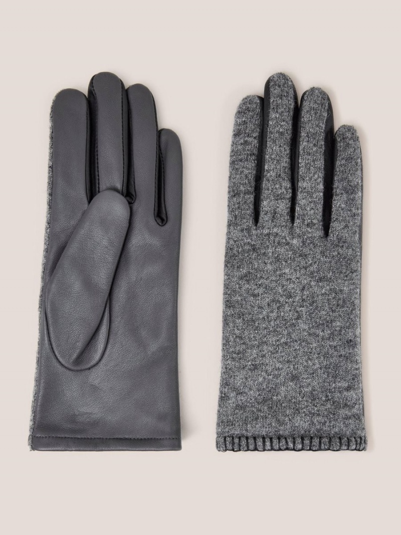 White Stuff Lucie Leather Glove Mid Grey | 57932-VYOR