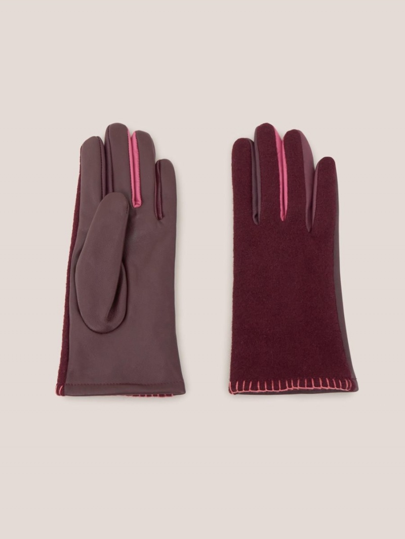 White Stuff Lucie Leather Glove Plum Multi | 83706-VYQF