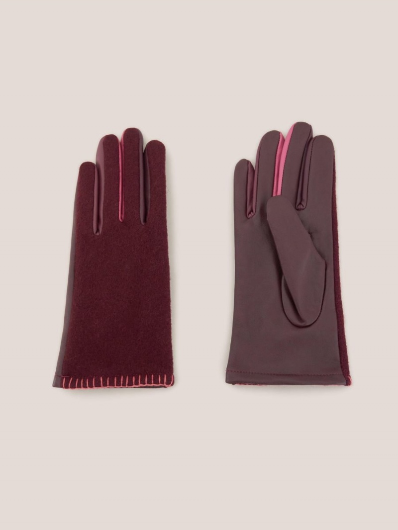 White Stuff Lucie Leather Glove Plum Multi | 83706-VYQF