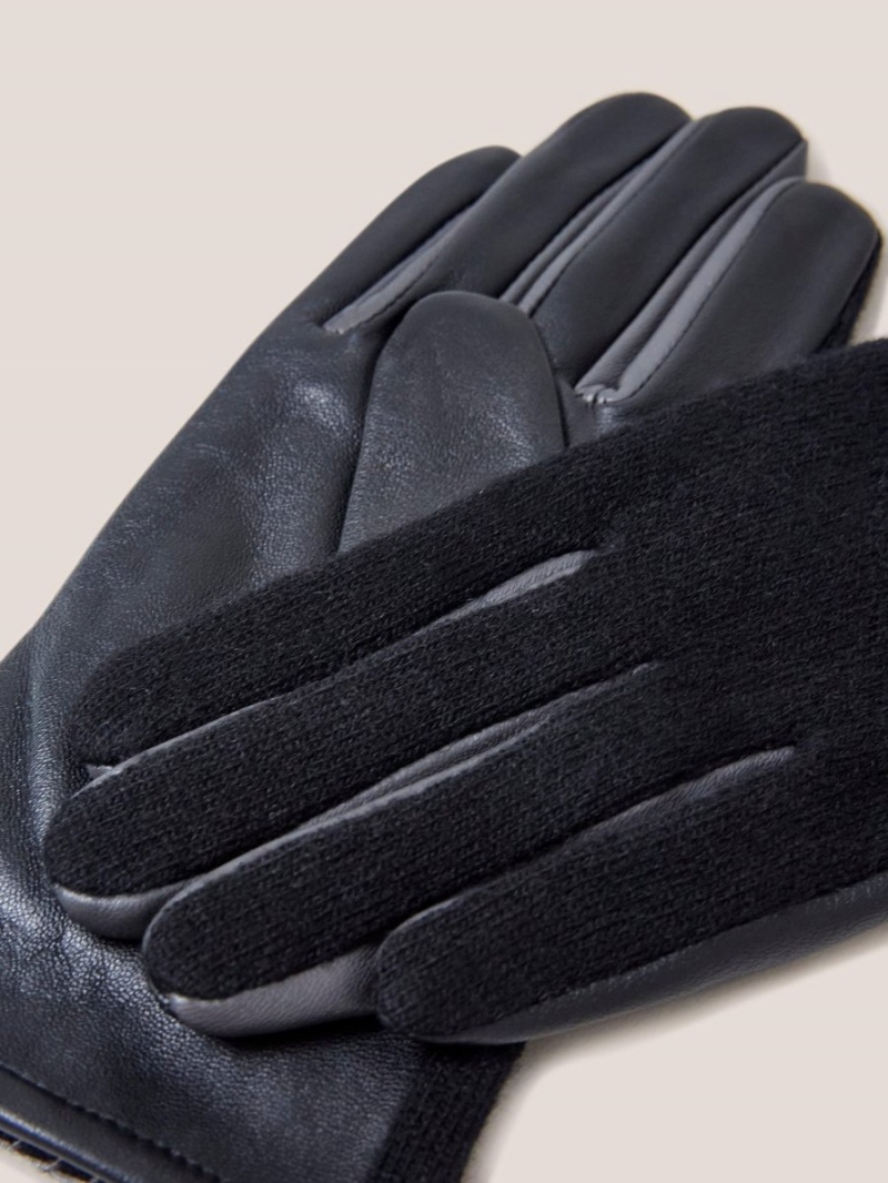 White Stuff Lucie Leather Glove Pure Black | 39682-JHSM