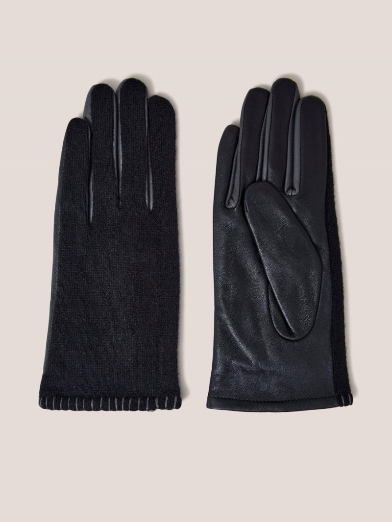 White Stuff Lucie Leather Glove Pure Black | 39682-JHSM