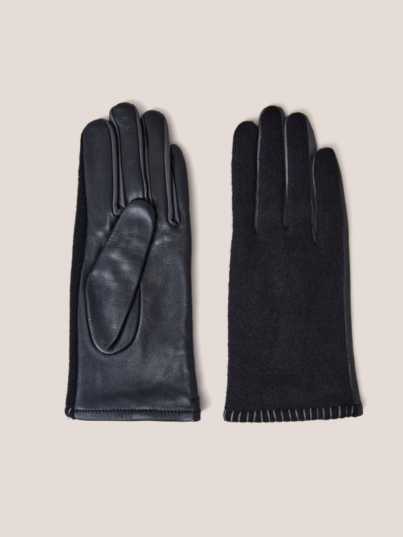 White Stuff Lucie Leather Glove Pure Black | 39682-JHSM