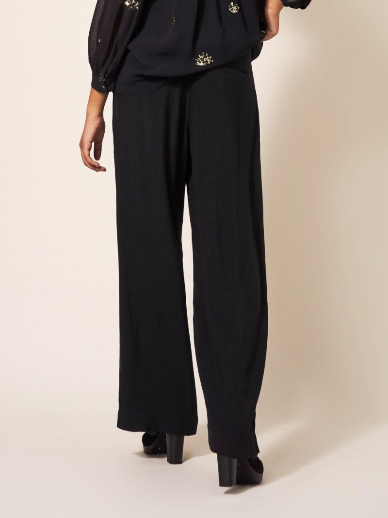 White Stuff Lucinda Crepe Wide Leg Trouser Pure Black | 06853-LDWM