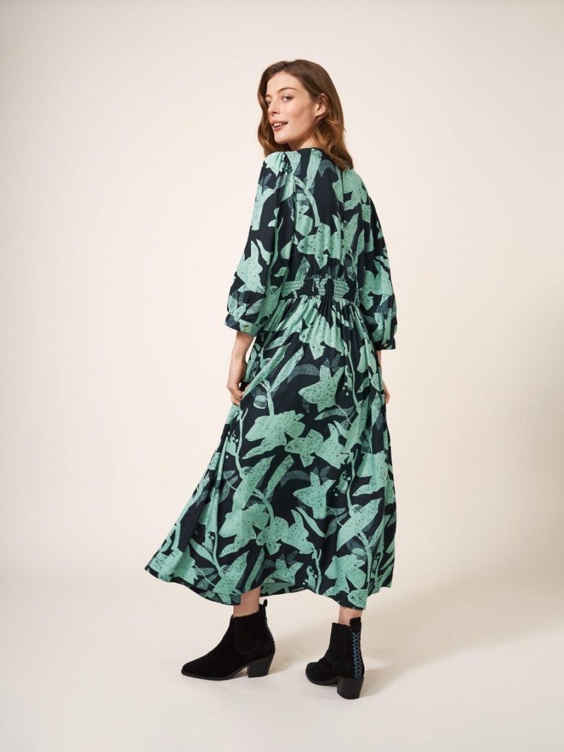 White Stuff Lucy Eco Vero Midi Dress Green Multi | 85702-RCXS