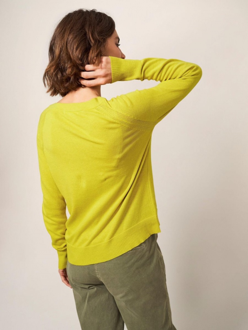 White Stuff Lulu Crew Neck Cardigan Light Chartreuse | 25807-QNJH