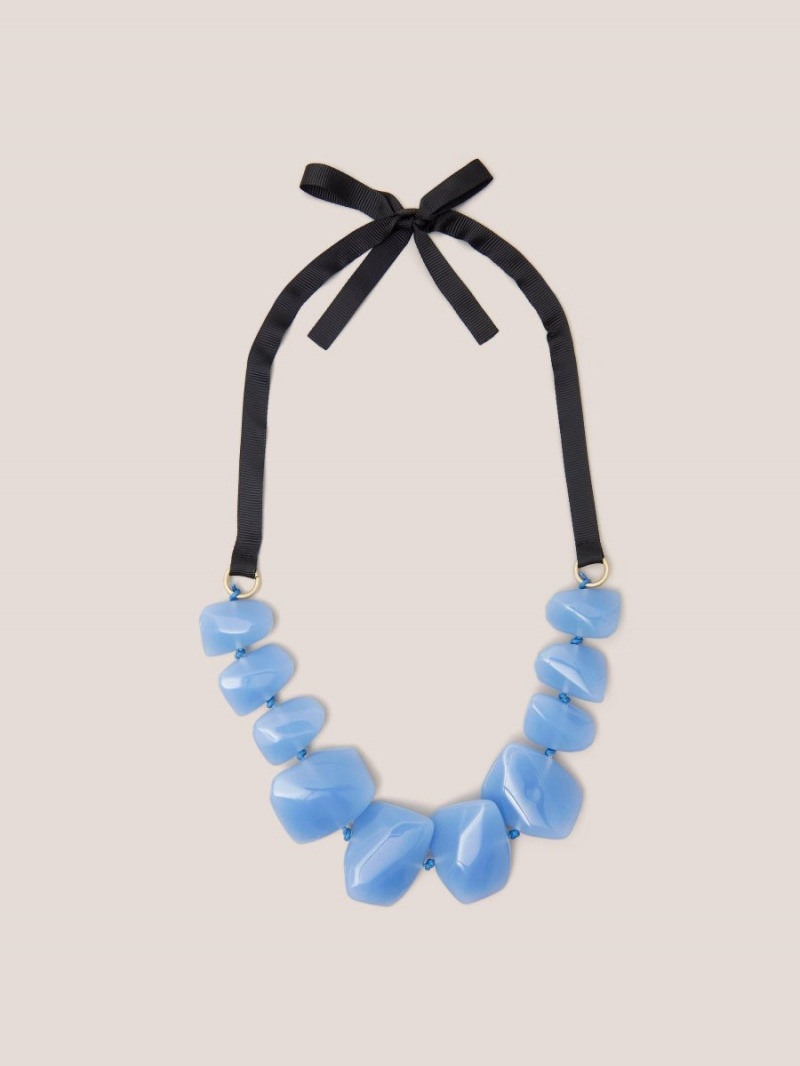 White Stuff Magnolia Resin Necklace Mid Blue | 52984-EARW