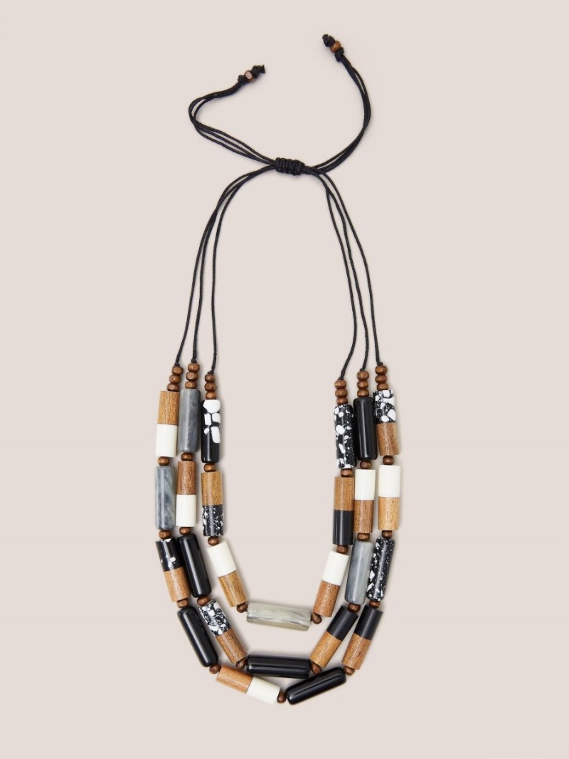 White Stuff Marilla Multi Row Necklace Black Multi | 86529-DUJV