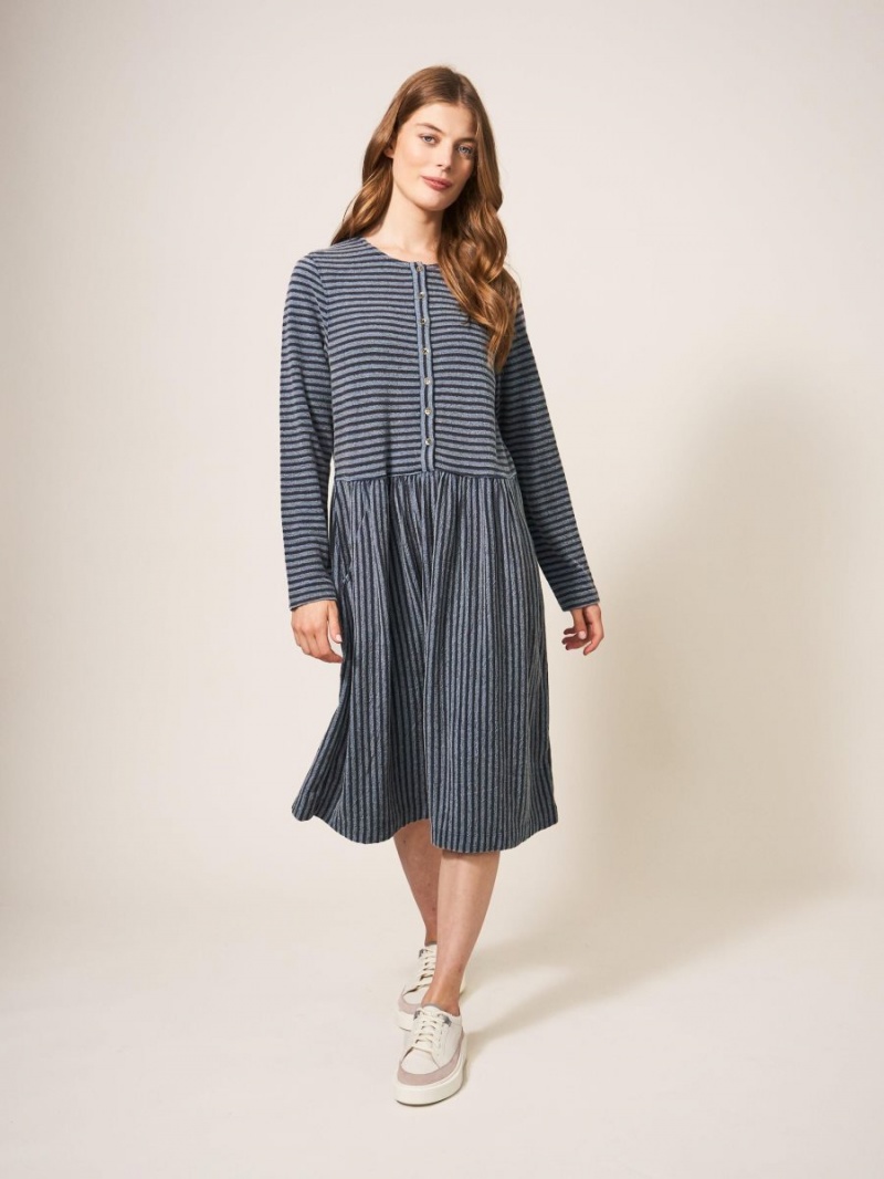 White Stuff Marsia Stripe Jersey Dress Navy Multi | 98407-VZCK