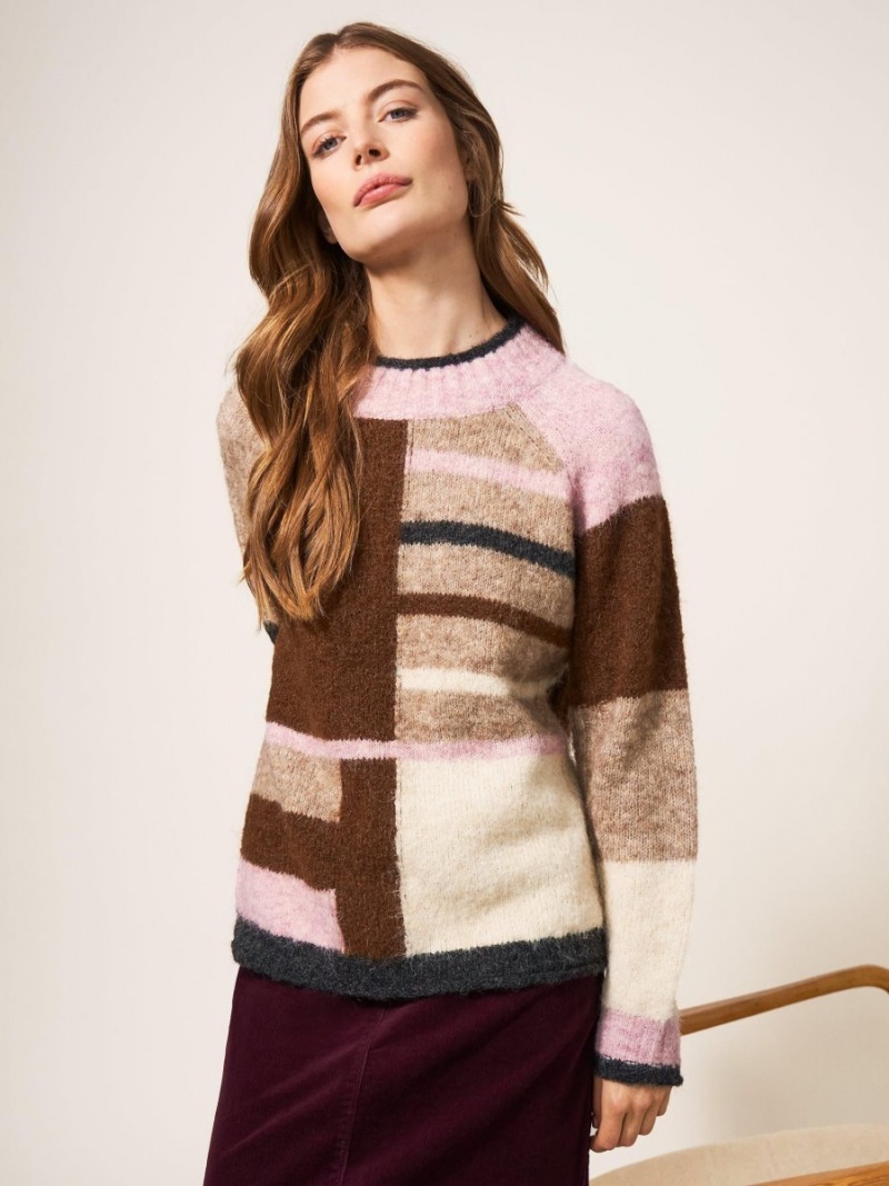 White Stuff Medway Colourblock Jumper Natural Multi | 79542-BWVP