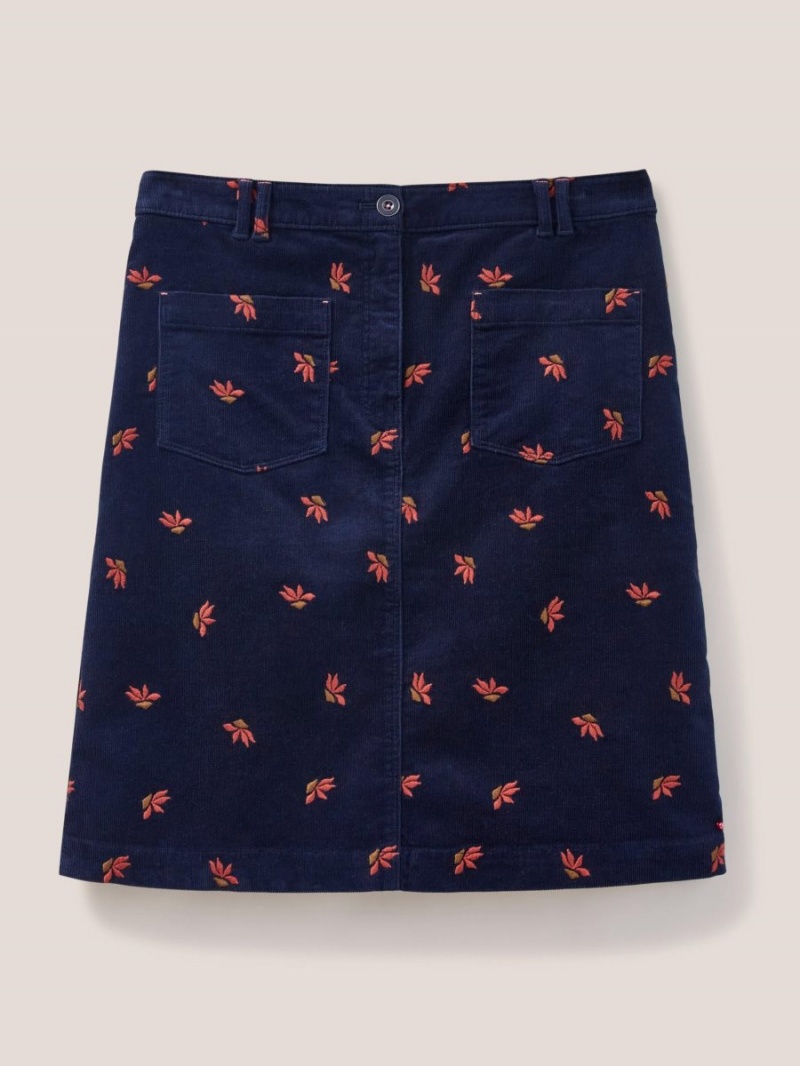 White Stuff Melody Embroidered Cord Skirt Navy Multi | 72189-ANPC