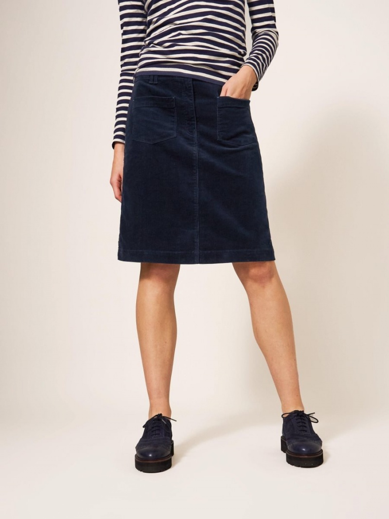 White Stuff Melody Organic Cord Skirt Dark Navy | 01698-XMVK