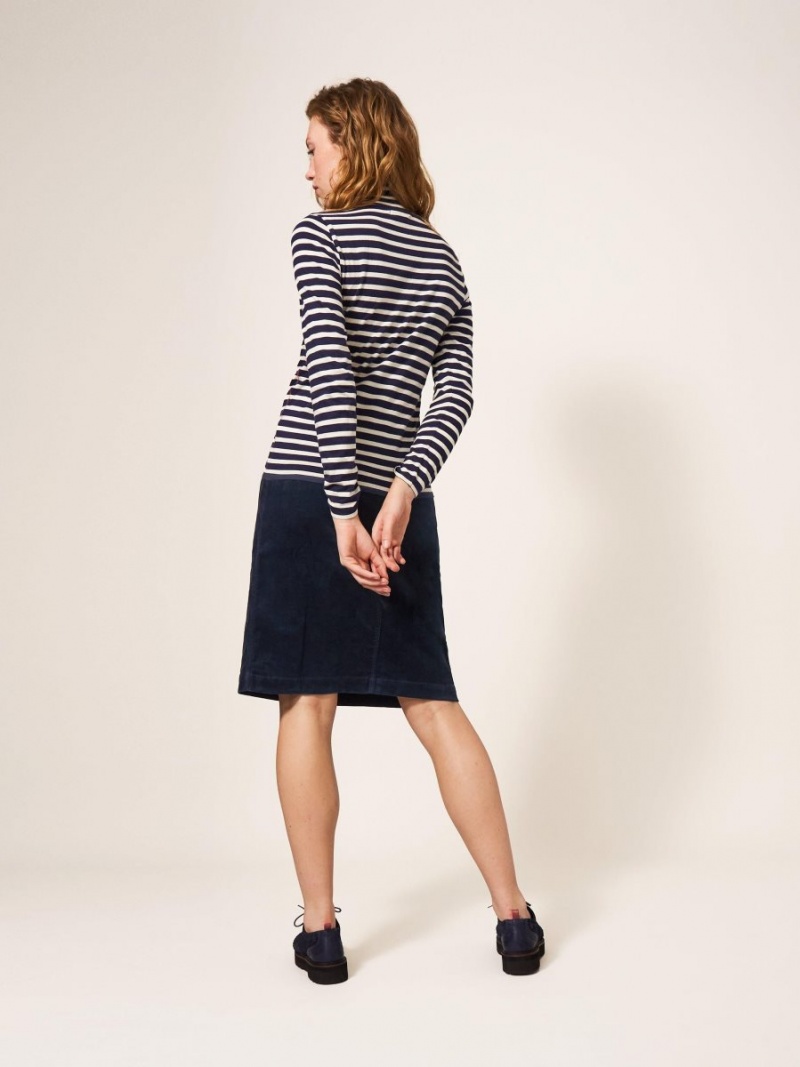 White Stuff Melody Organic Cord Skirt Dark Navy | 01698-XMVK