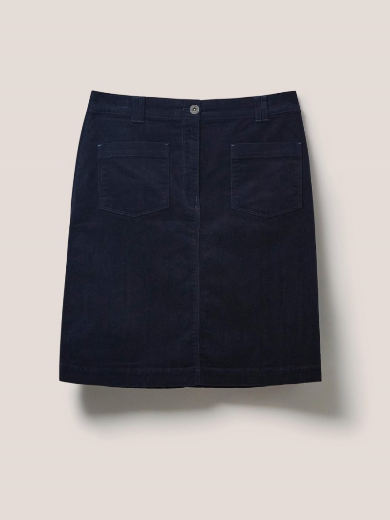 White Stuff Melody Organic Cord Skirt Dark Navy | 01698-XMVK