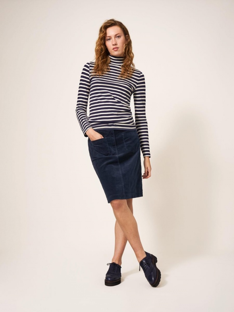 White Stuff Melody Organic Cord Skirt Dark Navy | 01698-XMVK