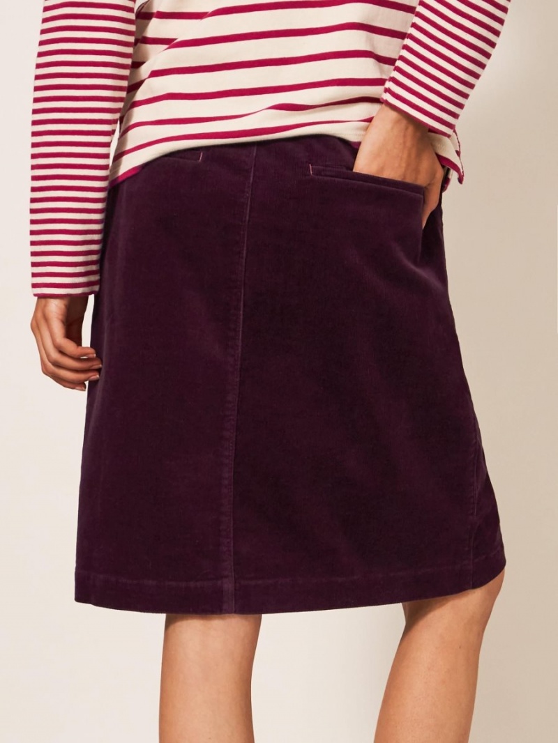 White Stuff Melody Organic Cord Skirt Dk Plum | 12508-RKAH