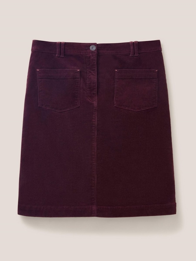 White Stuff Melody Organic Cord Skirt Dk Plum | 12508-RKAH