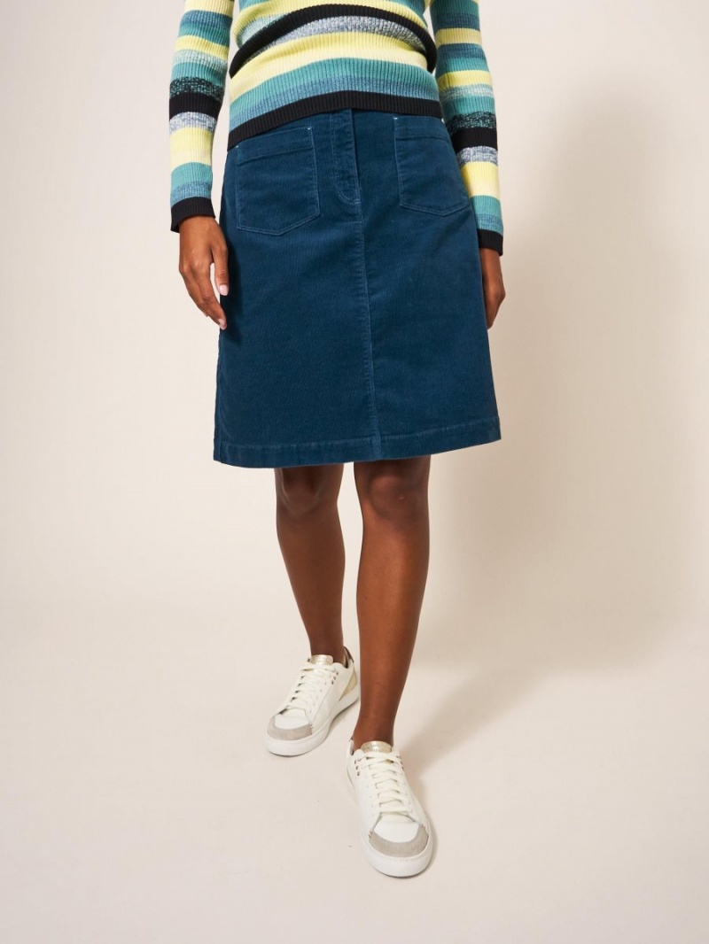 White Stuff Melody Organic Cord Skirt Dk Teal | 50763-RVST