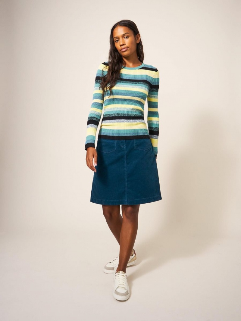 White Stuff Melody Organic Cord Skirt Dk Teal | 50763-RVST