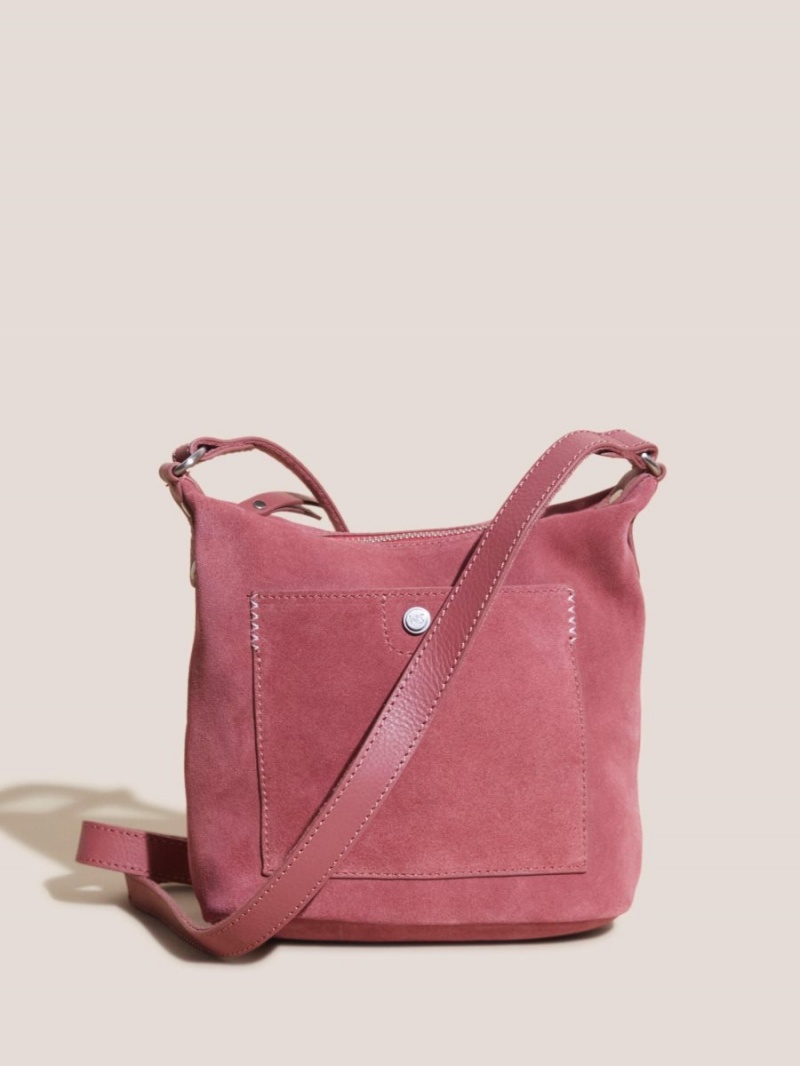 White Stuff Mini Fern Suede Crossbody Mid Pink | 53209-ZBJC