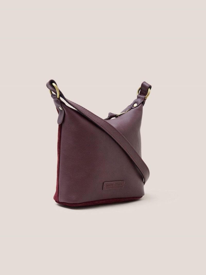 White Stuff Mini Fleur Suede Crossbody Dk Plum | 21839-NDYU