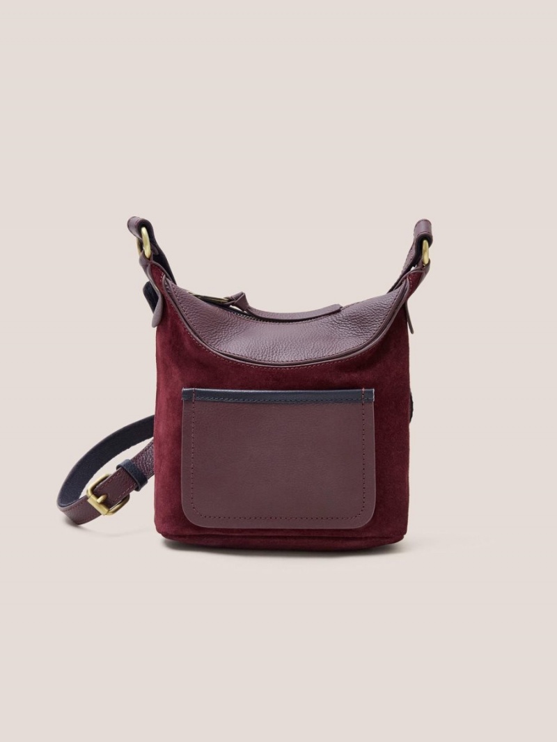 White Stuff Mini Fleur Suede Crossbody Dk Plum | 21839-NDYU