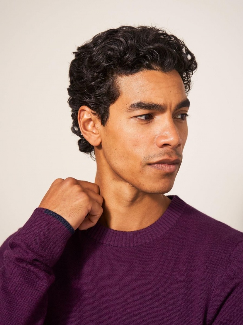 White Stuff Newport Crew Neck Jumper Mid Plum | 13590-FMBT