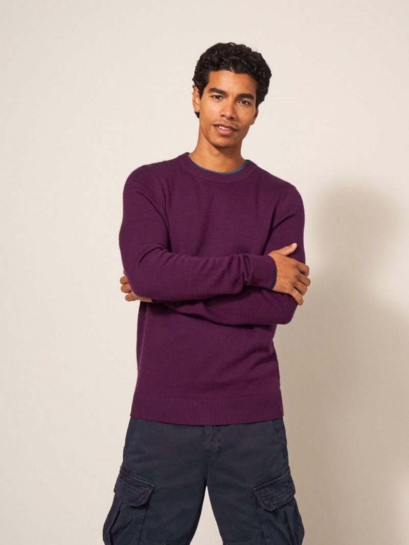 White Stuff Newport Crew Neck Jumper Mid Plum | 13590-FMBT