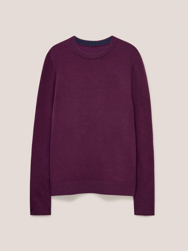 White Stuff Newport Crew Neck Jumper Mid Plum | 13590-FMBT