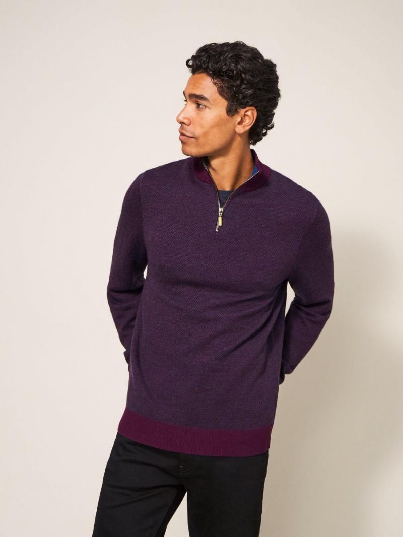 White Stuff Newport Merino Jacquard Funnel Mid Plum | 28617-TXLG