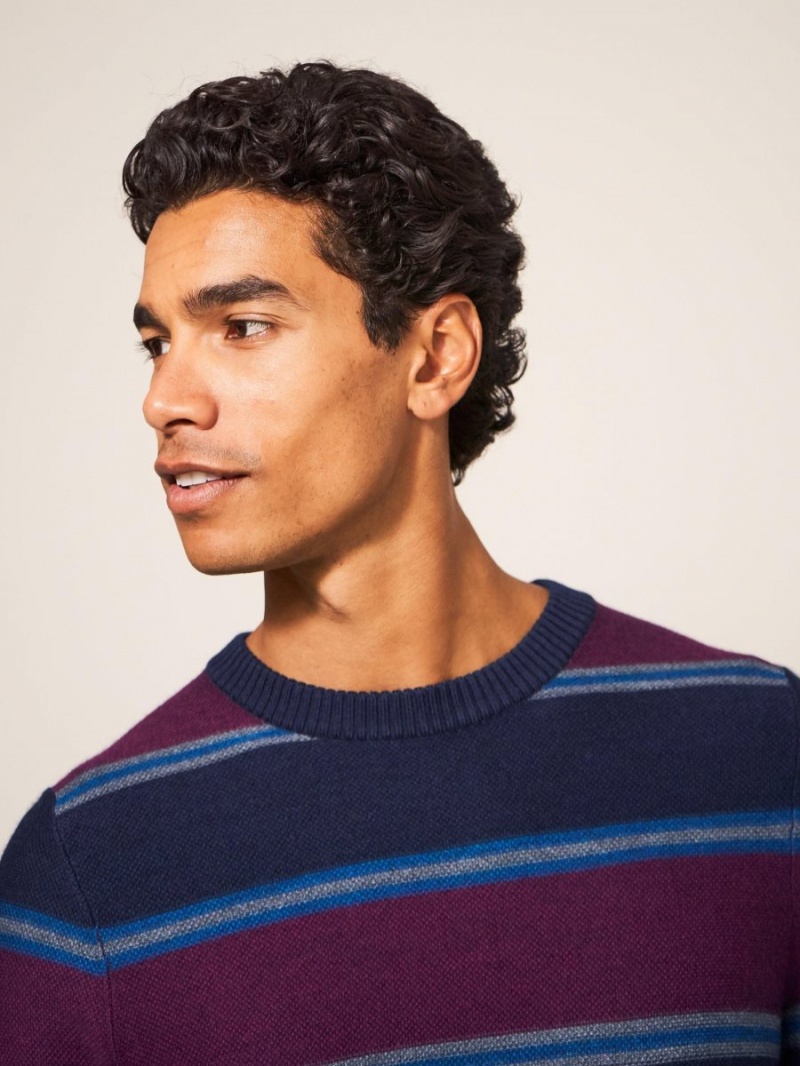 White Stuff Newport Merino Stripe Crew Navy Multi | 32574-OXFP