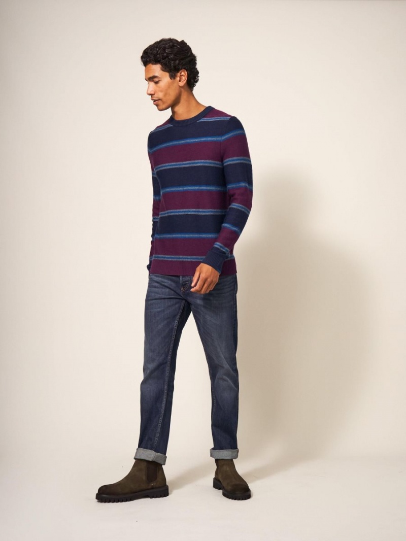 White Stuff Newport Merino Stripe Crew Navy Multi | 32574-OXFP