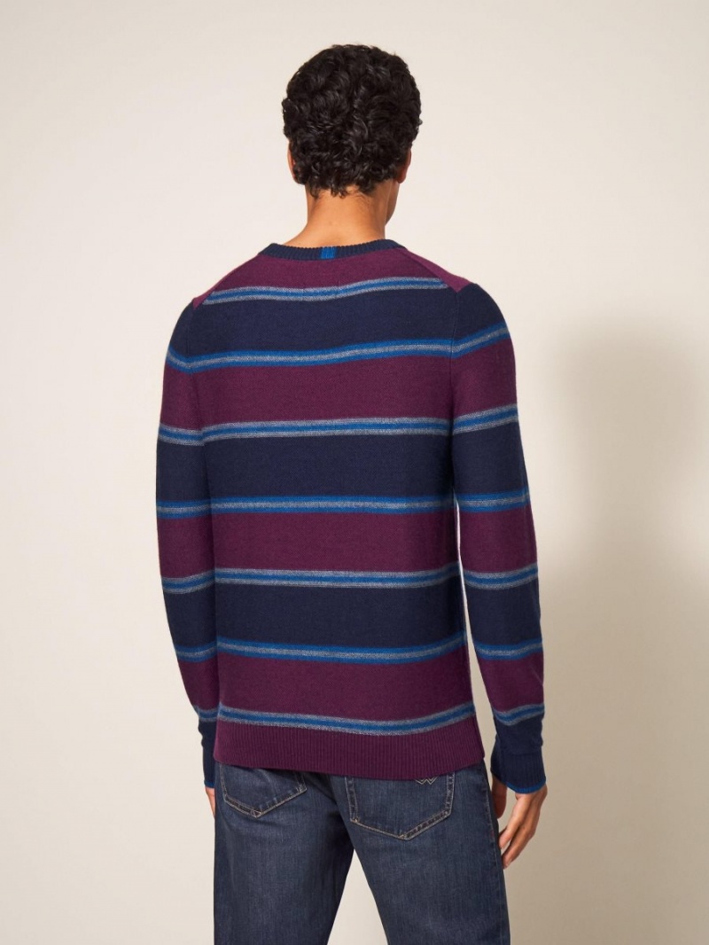 White Stuff Newport Merino Stripe Crew Navy Multi | 32574-OXFP