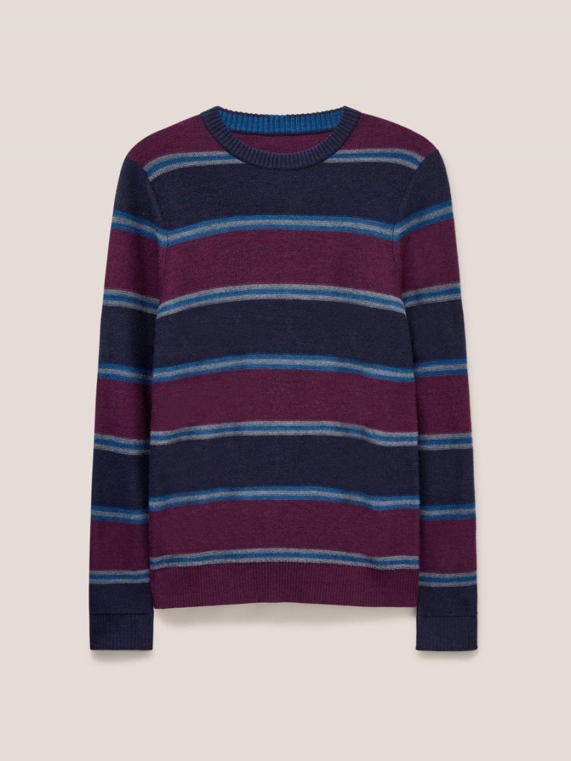 White Stuff Newport Merino Stripe Crew Navy Multi | 32574-OXFP