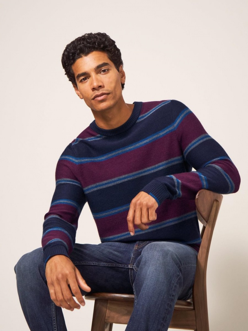 White Stuff Newport Merino Stripe Crew Navy Multi | 32574-OXFP