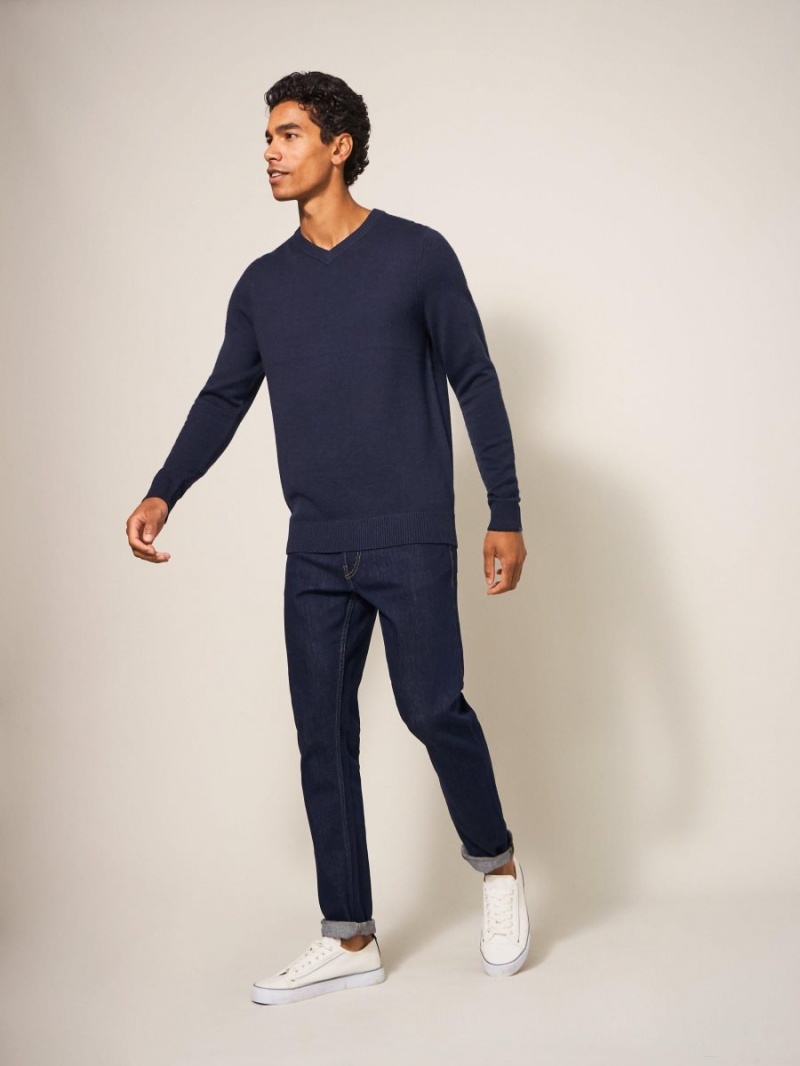 White Stuff Newport Merino Vee Neck Dark Navy | 40679-FEON