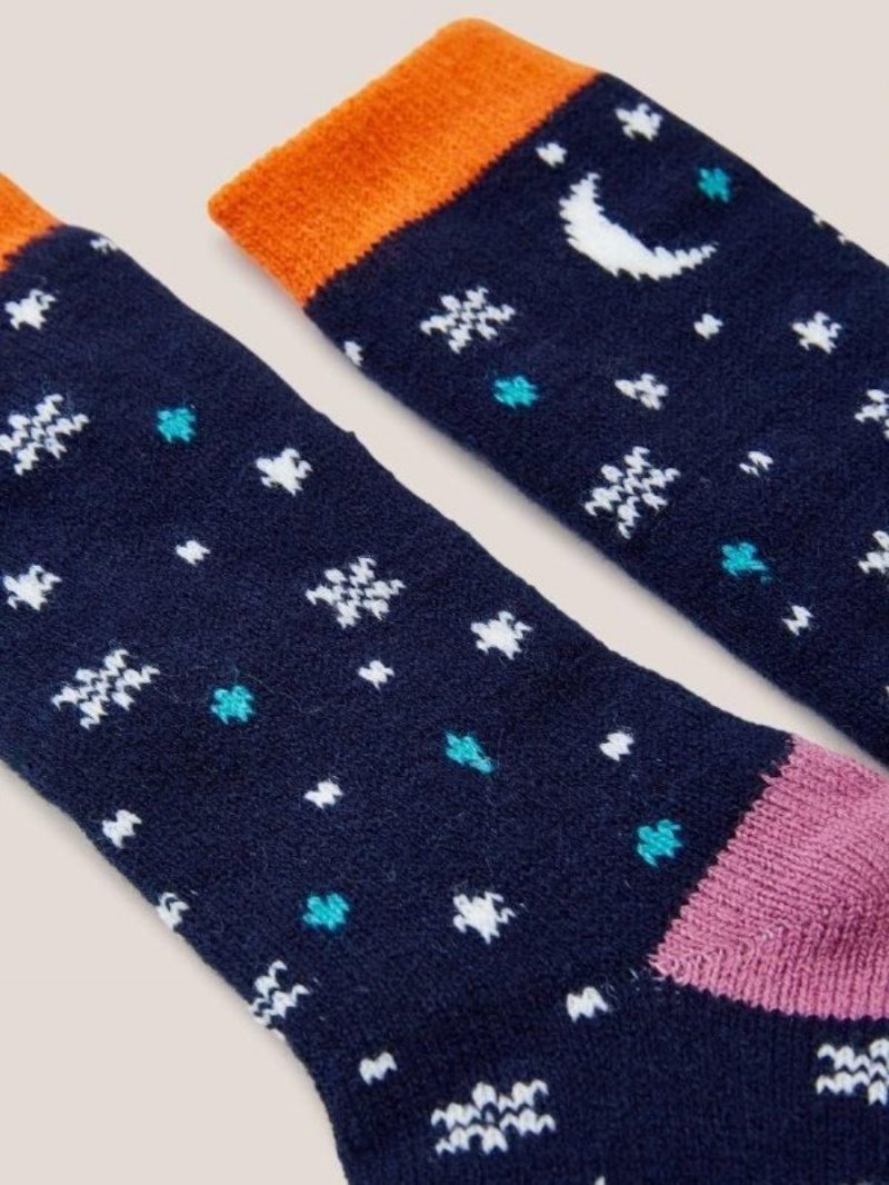 White Stuff Night Owl Cabin Socks Navy Multi | 08316-ITOM