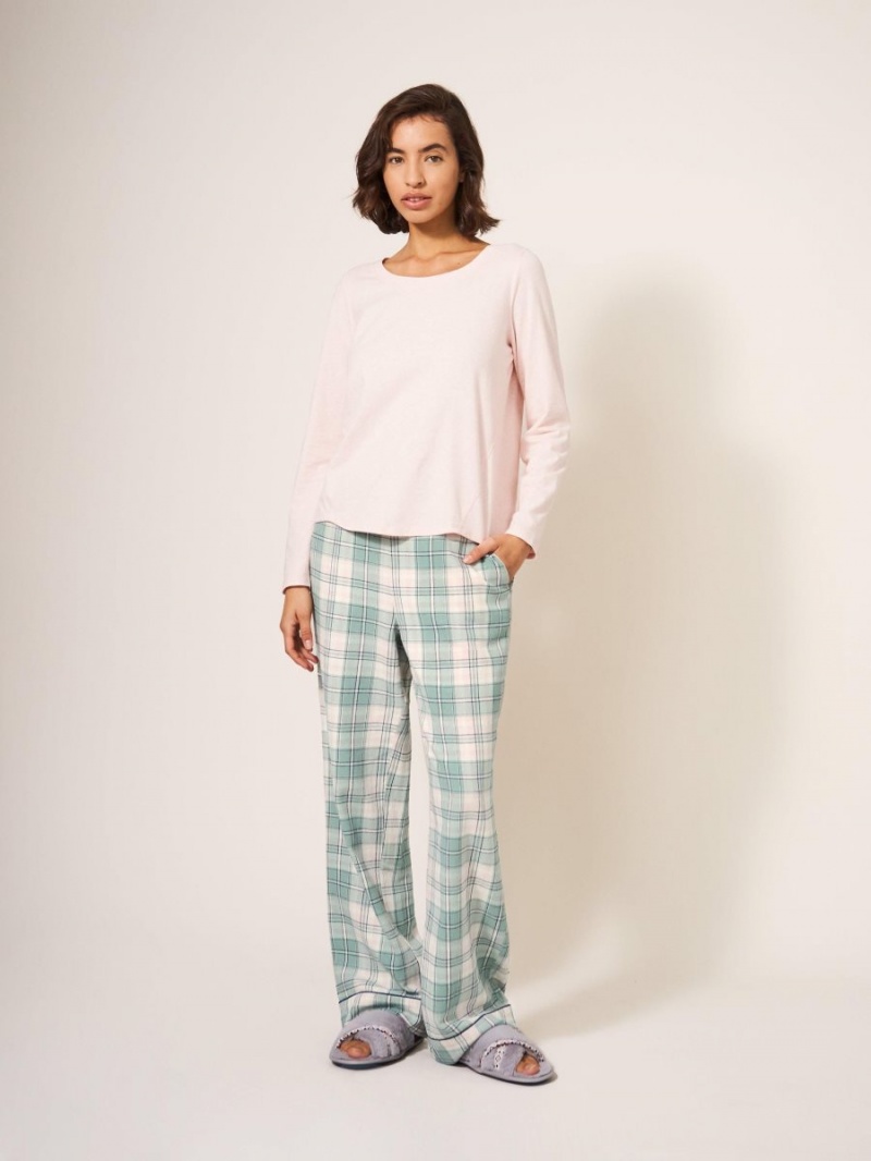 White Stuff Nina Organic Check Pj Bottom Green Multi | 39654-TYJU