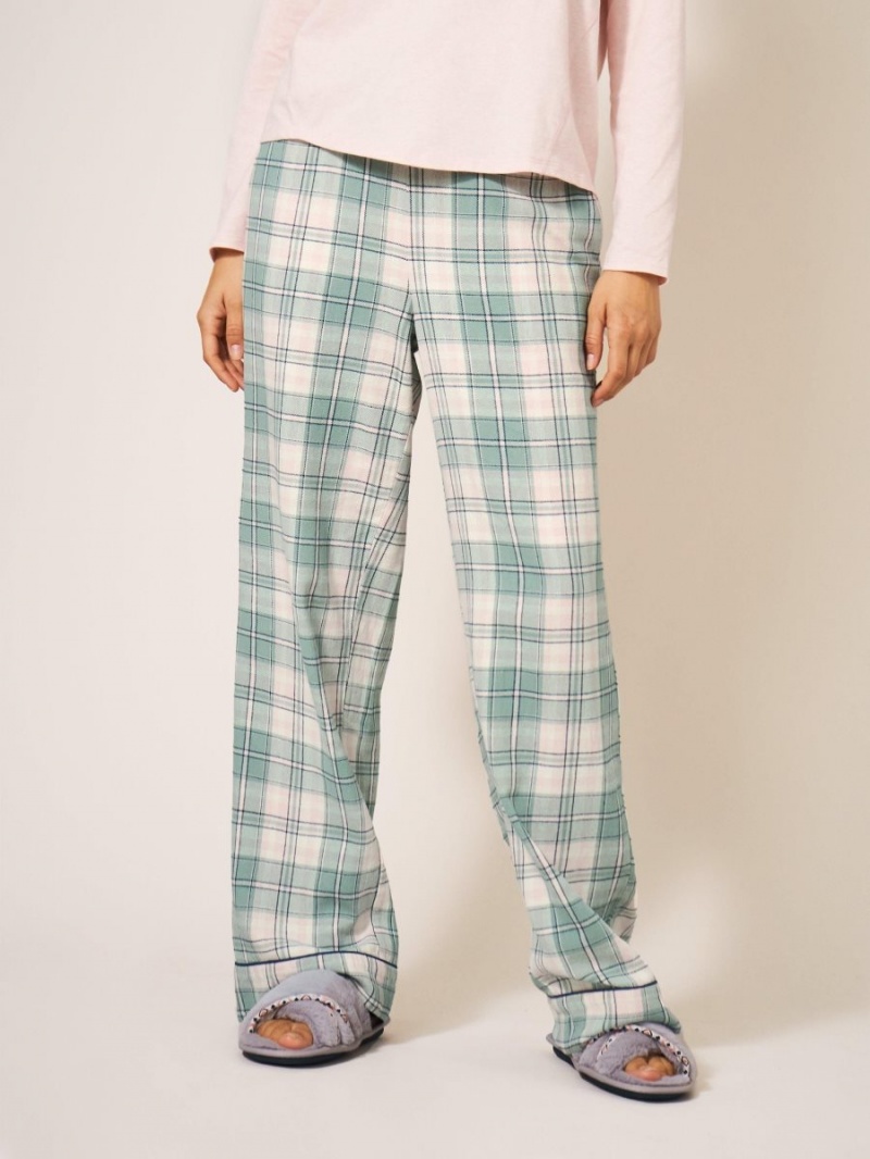 White Stuff Nina Organic Check Pj Bottom Green Multi | 39654-TYJU