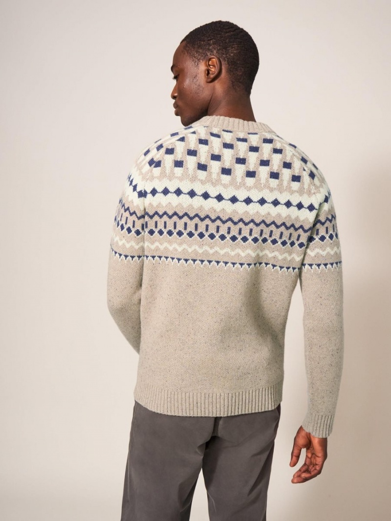 White Stuff Nordic Yoke Fairisle Crew Dark Natural | 69180-OTZA