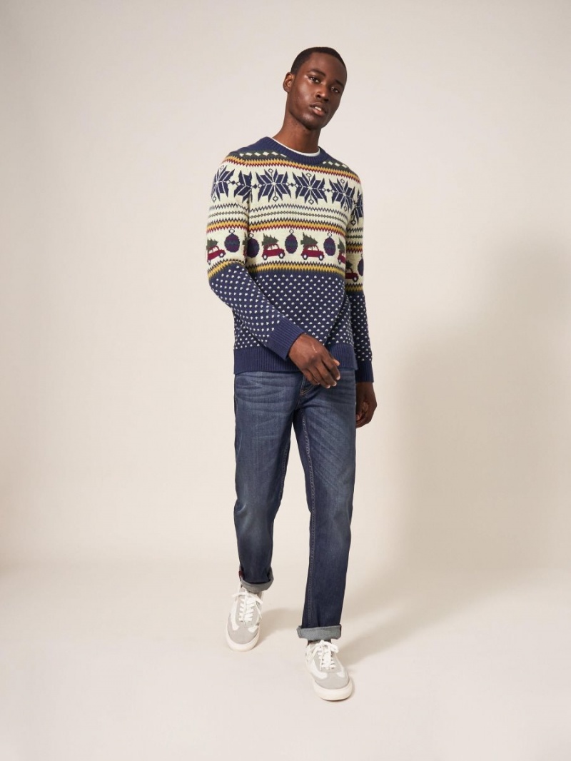 White Stuff Novelty Fairisle Crew Navy Multi | 38740-IEHG