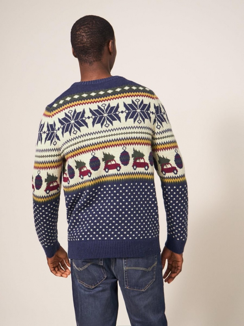 White Stuff Novelty Fairisle Crew Navy Multi | 38740-IEHG