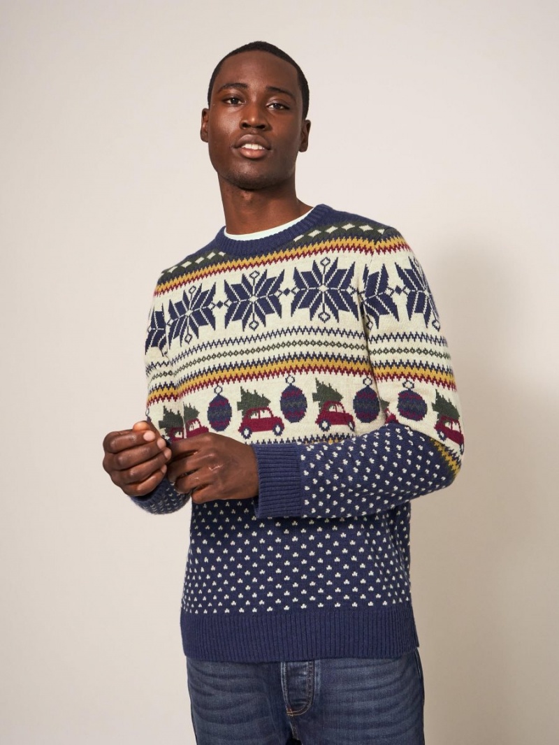 White Stuff Novelty Fairisle Crew Navy Multi | 38740-IEHG