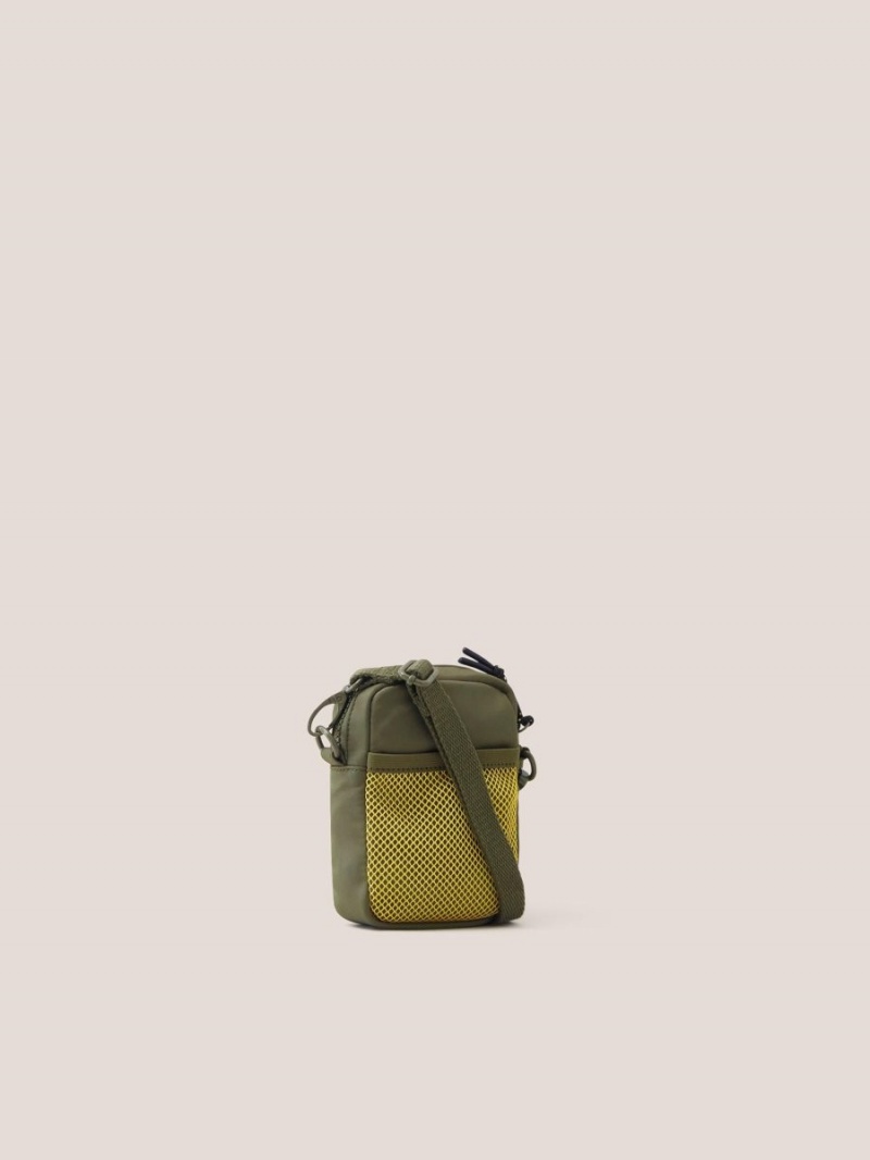 White Stuff Nylon Crossbody Phone Bag Khaki Green | 05263-FUXI