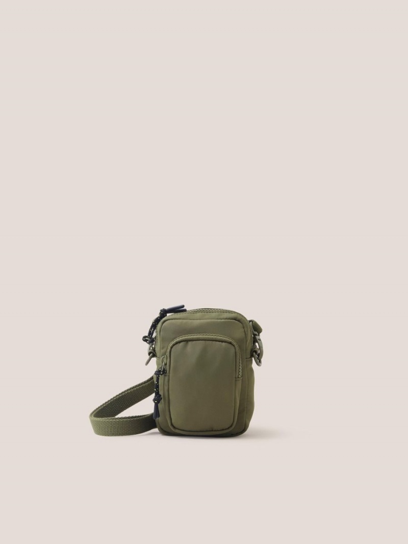 White Stuff Nylon Crossbody Phone Bag Khaki Green | 05263-FUXI