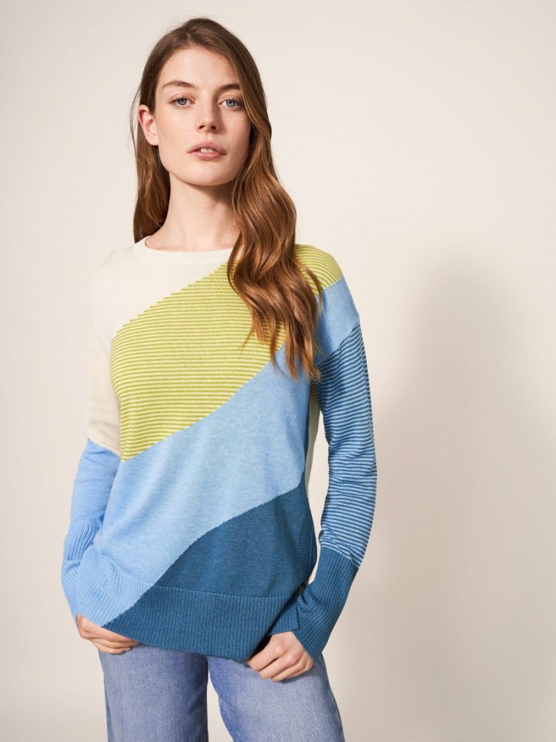 White Stuff Olive Abstract Jumper Blue Multi | 30785-HQZO