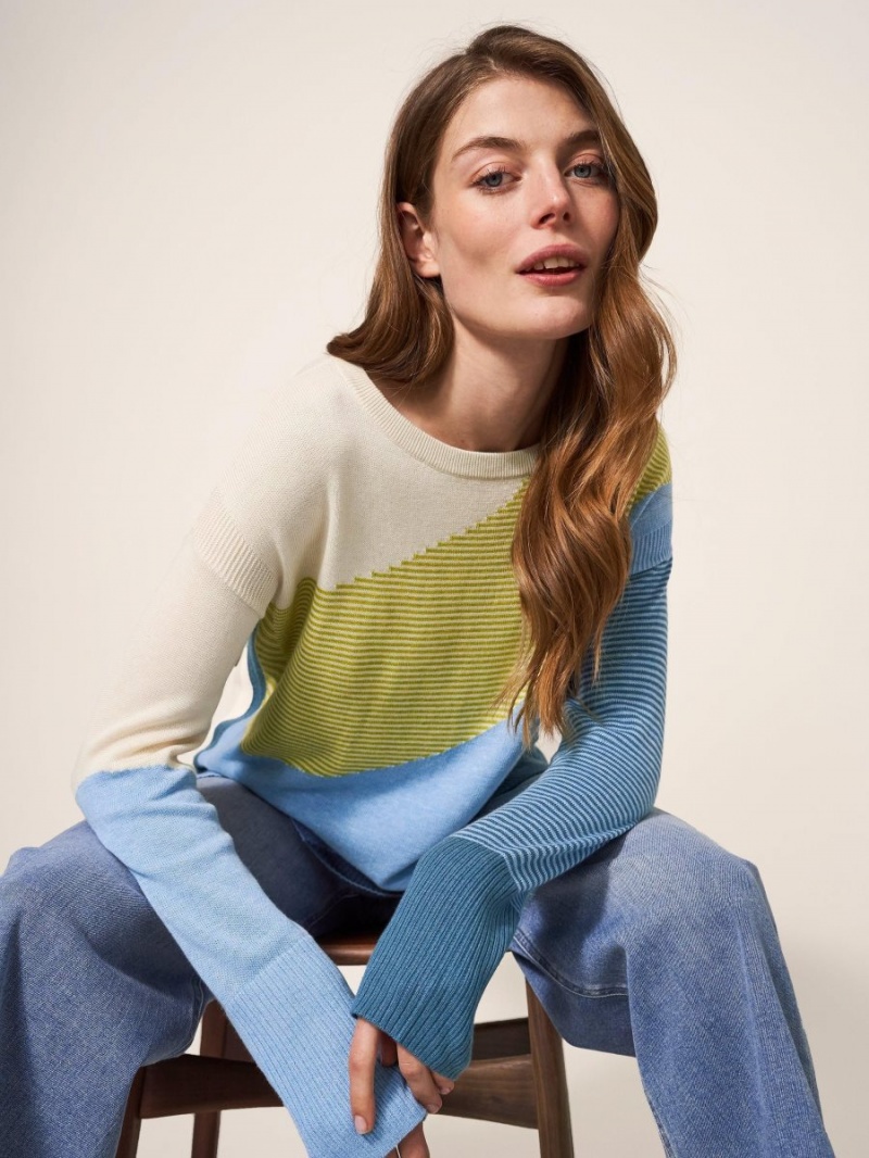 White Stuff Olive Abstract Jumper Blue Multi | 30785-HQZO