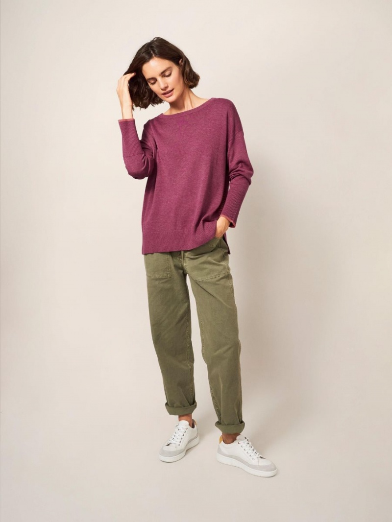 White Stuff Olive Crew Neck Jumper Bright Pink | 31498-OLCA