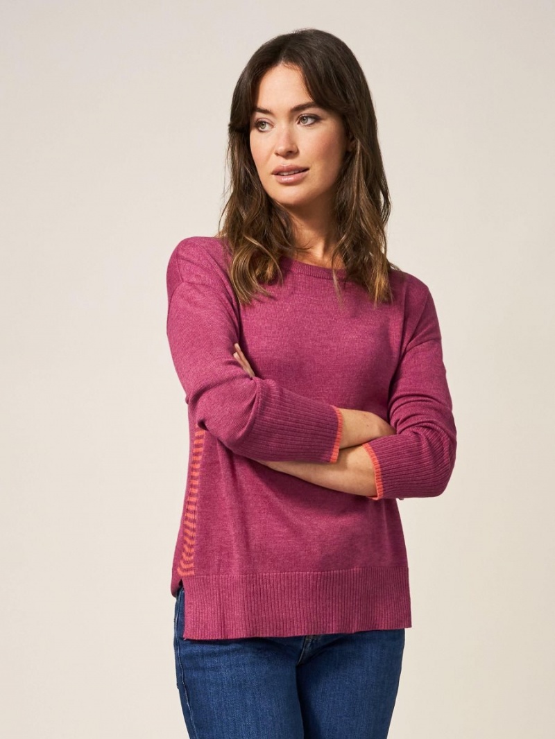 White Stuff Olive Crew Neck Jumper Bright Pink | 31498-OLCA