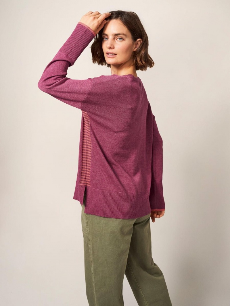 White Stuff Olive Crew Neck Jumper Bright Pink | 31498-OLCA